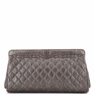 Chanel Large CC Frame Clutch Quilted Caviar